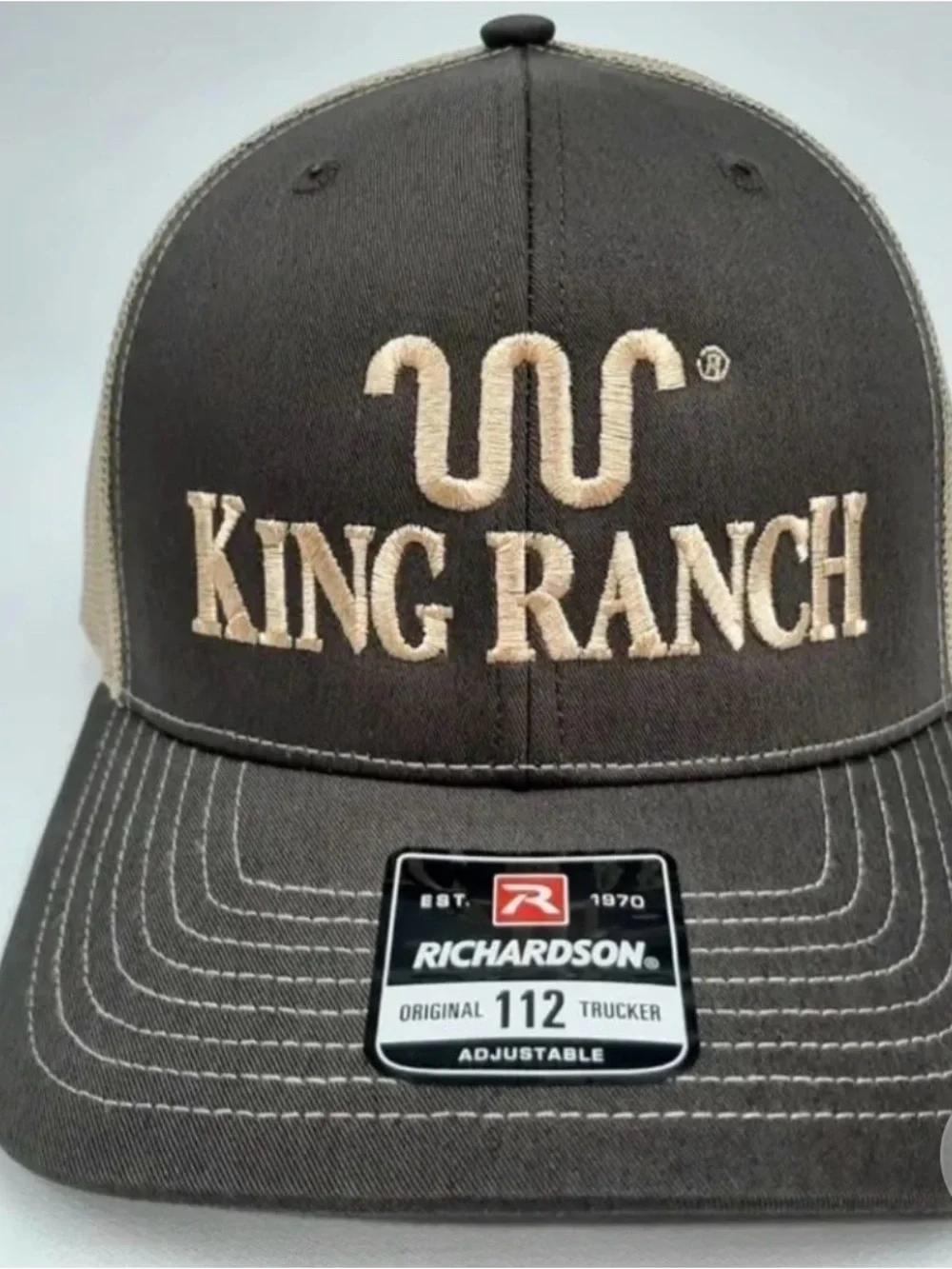King Ranch Brown Adjustable Trucker Hat with Mesh Back and Embroidered Lettering
